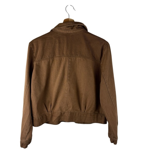 Free People brown Slouchy Denim Canvas crop jacket - Picture 5 of 10